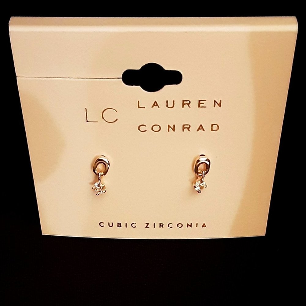 LC Lauren Conrad Dainty Rose Goldtone And Rhinestone Earings - NWT
